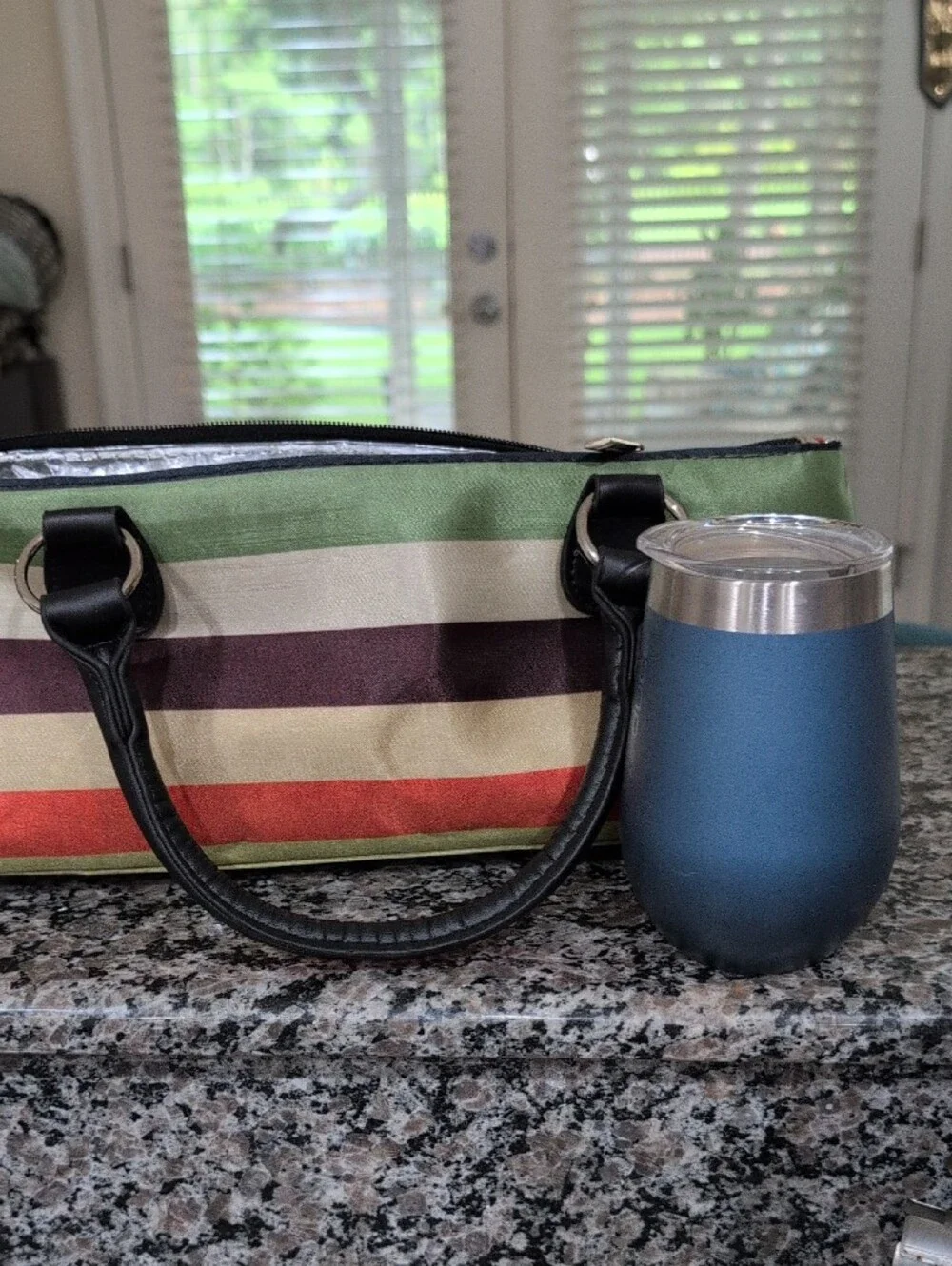 Striped Multicolor Wine Cooler Bag By Prime Ware With Corkscrew And Tumbler